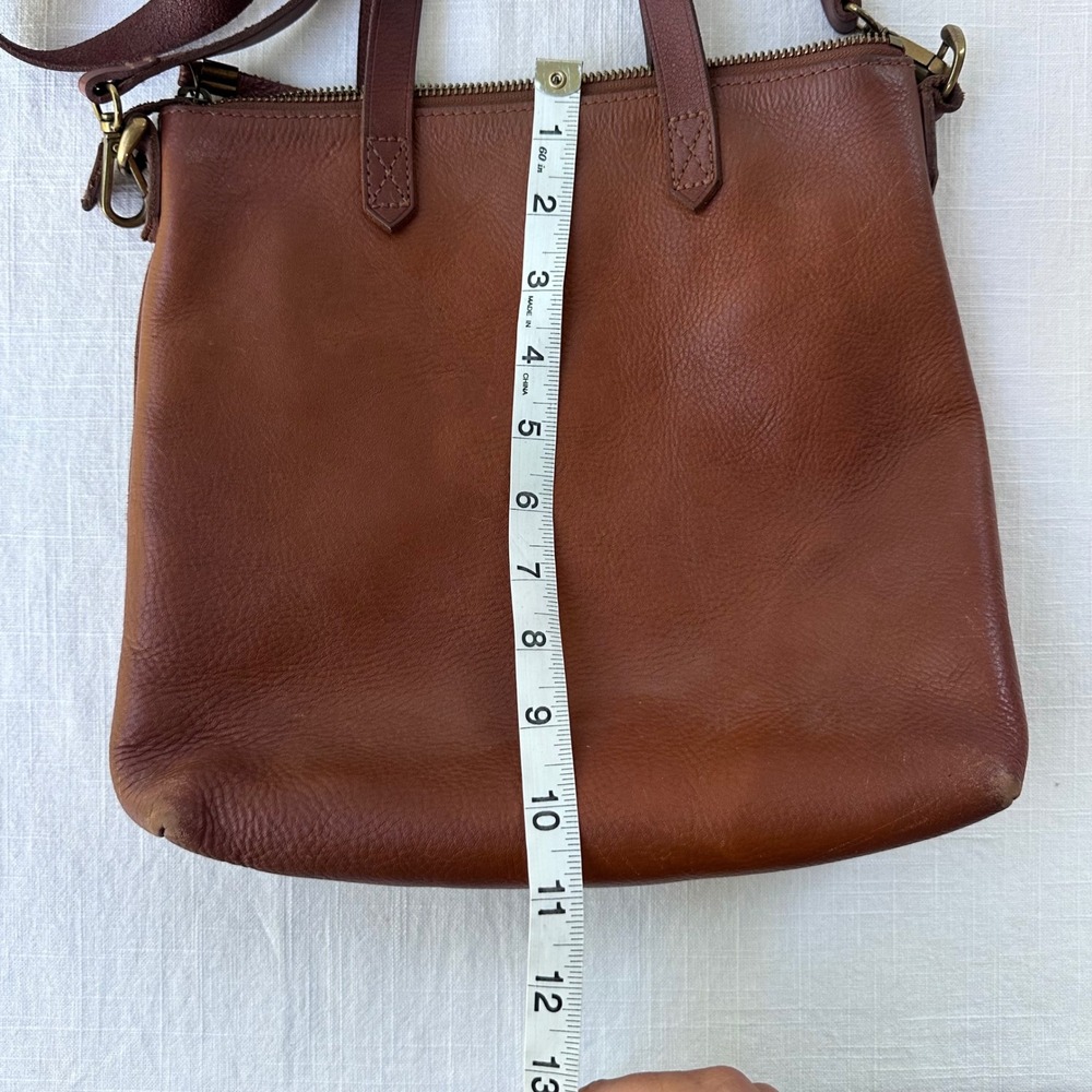 Madewell Zip Top Transport Crossbody Tote Bag English Saddle Brown Leather Small - Picture 4 of 7